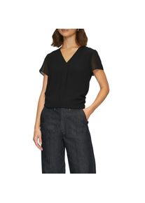 s.Oliver BLACK LABEL , Damen , Shirtbluse in Doppel-Layer-Optik und mit V-Ausschnitt , schwarz , Bluse von s.Oliver BLACK LABEL