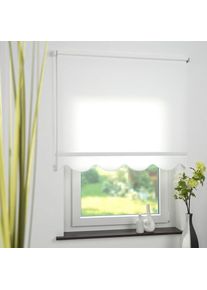 Seitenzugrollo Lichtschutz mit Bohren Volantrollo - Volant Klassik, Fixmass , weiss , Liedeco , Obermaterial: 100% Polyester