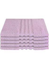 Schiesser Gästehandtücher »Milano aus 100% Baumwolle mit eleganter Bordüre in Hoch-Tief-Optik«, (Set, 5 St., 5er Set Gästehandtücher 30 x 50 cm), Made in...