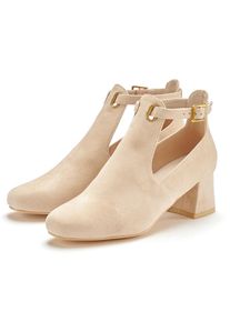 Lascana , Damen , Stiefelette Stiefel, Boots mit Blockabsatz und besonders softer Innensohle VEGAN , beige , Mit gepolsterter Innensohle für einen...