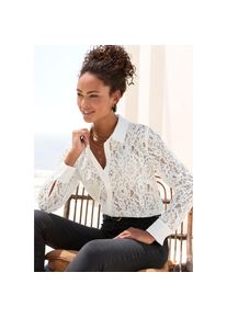 Lascana , Spitzenbluse, mit Hemdblusenkragen, Spitzenbluse, transparente Bluse, festlich , weiss , Moderne Spitzenbluse