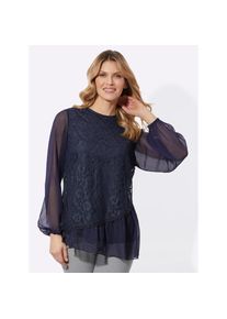 Classic Basics , Spitzenbluse , blau , transparente Chiffon-Ärmel