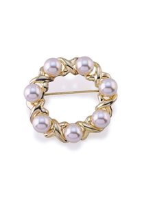 Firetti , Brosche »Schmuck Geschenk Ansteckschmuck Perlenbrosche«, mit Glasperle , gelb , Klassische Perlenbrosche / Anstecknadel mit...