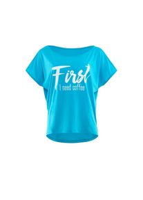 WINSHAPE , Damen , Oversize-Shirt &raquo;MCT002 ultra leicht&laquo; mit weissem Glitzer-Aufdruck , blau , Weisser Glitzer-Aufdruck