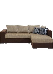 Ecksofa »John L-Form« mit Bettfunktion, wahlweise mit Federkern , braun , Collection AB