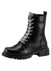 Aniston SHOES , Schnürboots , Schnürstiefelette, Stiefelette mit Glitzereinsatz - NEUE KOLLEKTION , silberfarben , Must Have aus der neuen...