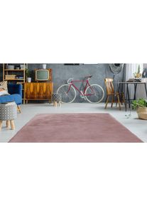Fellteppich &raquo;Alvin&laquo; rechteckig 45 mm H&ouml;he Teppich in Kaninchenfell-Optik und Haptik, Kunstfell , rosa , my home , Obermaterial: 100% Polyester