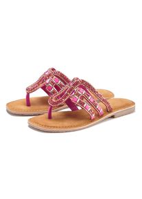 Vivance , Damen , Zehentrenner Sandale, Pantolette aus Leder mit Schmucksteinchen , pink , Aus hochwertigem Leder gefertigt