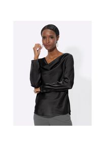 CRÉATION L Creation L , Satinbluse , schwarz , aus recyceltem Polyester