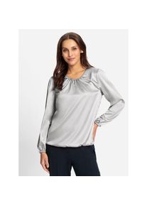 Lady , Satinbluse , grau , mit recyceltem Polyester