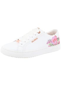 Tom Tailor, Unisex, Tom Tailor Plateausneaker mit buntem Bl&uuml;tenprint, Freizeitschuh, Halbschuh, Schn&uuml;rschuh, wei&szlig;, 40, Plateausneaker mit seitlichem 