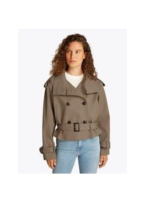 Tommy Hilfiger , Kurzjacke »COTTON CROP TRENCH«, mit Gürtel in der Taille, mit Rückenpasse, mit Eingrifftaschen , braun , Kurzer Trenchcoat von...