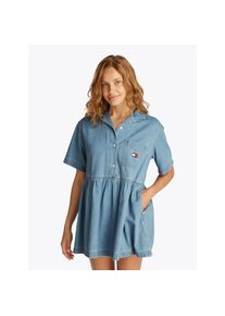 Tommy Jeans , Jeanskleid »TJW LT DENIM DRESS EXT«, in Mini-Länge, mit Logostickerei, in blauer Waschung , blau , Jeanskleid von Tommy Jeans