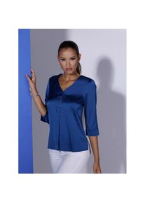 CRÉATION L Creation L , Satinbluse , blau , sportive Schmuckelemente