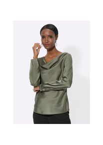CRÉATION L Creation L , Satinbluse , grün , aus recyceltem Polyester