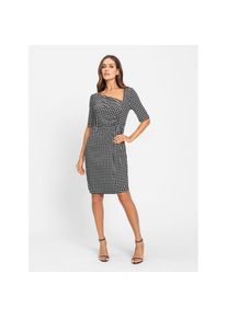 Heine, Unisex, Heine Jerseykleid &raquo;Jersey-Kleid&laquo;, schwarz, ecru pepita, 48, Normalgr&ouml;ssen, Pepita-Dessin