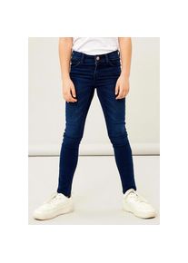 name it, Unisex, Stretch-Jeans &raquo;NKFPOLLY DNMTAX PANT&laquo;, dunkelblau, 110, N-Gr, Normaler Bund mit verstellbarem Gummizug f&uuml;r eine perfekte Passform