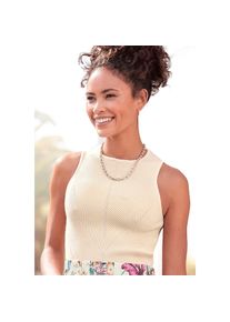 Lascana, Lascana Stricktop mit Strickmuster, hochgeschlossenes Unisextop mit breiten Tr&auml;gern, creme, 36/38, Stricktop
