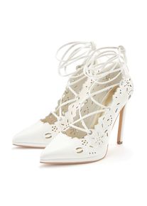 LASCANA Belle Affaire, Unisex, LASCANA Belle Affaire High-Heel-Pumps &raquo;Stiletto Pump mit Cut-Outs,&laquo; Mit Schn&uuml;rb&auml;nder und hohem Absatz, wei&szlig;, 42, Hoher 