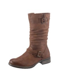 Rieker , Stiefel, Boots, Winterboots, Blockabsatz mit gerafftem slouchy-Schaft , braun , In angesagtem Used-Look