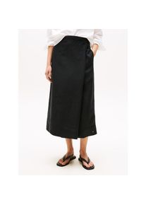 Tommy Hilfiger, Unisex, Wickelrock &raquo;ESS LINEN KNEE WRAP SKIRT&laquo; mit Leinen, schwarz, 46, Langer Rock von Tommy Hilfiger Womanswear