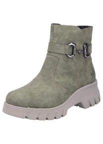 Rieker , Winterstiefelette , Winterboots, Plateausohle, mit Zierschnalle und Innenreissverschluss , grün , Stiefelette mit markanter Plateausohle