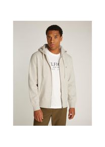 Tommy Hilfiger , Herren,Damen , Kapuzensweatjacke »ESSENTIAL FLEECE ZIP THROUGH«, kleine Logostickerei , beige , Sweatjacke vom Tommy Hilfiger