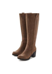 Lascana , Weitschaftstiefel Stiefel, Stiefelette, langer Stiefel, Blockabsatz, Cowboy Stil VEGAN , braun , Mit angenehmen Blockabsatz und weitem...