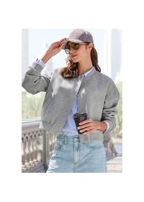 Lascana, Unisex, Lascana Bomberjacke mit Rippb&uuml;ndchen, Pilotenjacke mit Druckkn&ouml;pfen und Taschen, grau meliert, 38, Bomberjacken-Stil