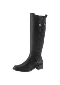 Rieker , Stiefel , Langschaftstiefel, Blockabsatz, Stretch, mit Schnallenverzierung , schwarz , Im klassichen Reiterstiefel-Look