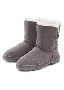Lascana, Unisex, Lascana Winterstiefel aus kuscheligem Lammfell, robuste Sohle, Winterstiefelette, Snowboots, grau, 38, Winterboots aus hochwertigem 