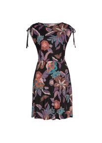 Vivance , Jerseykleid, mit grossem Blumendruck, leichtes Sommerkleid, Strandkleid , schwarz , Runder Halsausschnitt
