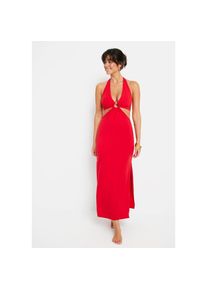 LSCN by LASCANA , Neckholderkleid, mit Cut-outs , rot , Extratiefer Ausschnitt mit Ringdetail