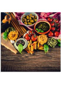 Glasbild »Italienisch mediterrane Lebensmittel«, Lebensmittel, (1 St.), in verschiedenen Grössen , bunt , Artland