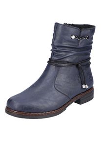 Rieker, Unisex, Winterstiefelette mit gerafftem Schaft, blau, 36, Mit Zierkette und -schn&uuml;rung