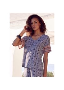 Vivance Dreams , Damen , Pyjamaoberteil, in schönem Ethno-Design , braun , T-Shirt mit Ethno-Muster