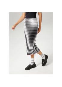 Aniston CASUAL , Strickrock, mit rotem Farbakzent am Saum - NEUE KOLLEKTION , bunt , Gestreifter Rock aus weicher Feinstrick-Qualität