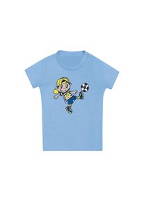 TRIGEMA , T-Shirt »T-Shirt mit coolem Fussballer-Motiv«, (1 tlg.) , blau , 100 % Baumwolle, Ringgarn supergekämmt