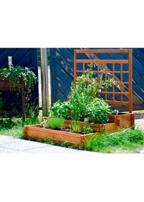 Dobar, Dobar Spalier mit 3 Etagen-Pflanzkasten, BxTxH: 110x88x115 cm, braun, Holzwerkstoff, B/H/T: 110 cm x 115 cm x 88 cm