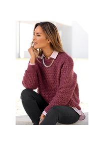 Vivance , Rundhalspullover, mit besonderem Strickmuster, lockere Passform , lila