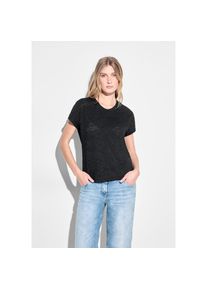 Cecil , T-Shirt mit Lochmuster in Ornamentform , schwarz , Ajour T-Shirt von CECIL