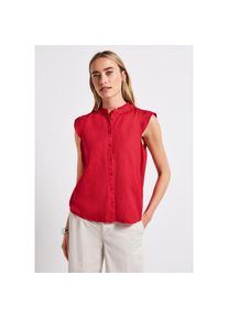 Street One , Damen , Hemdbluse &auml;rmellos, mit R&uuml;schen , rot , Leinenmix-Bluse mit R&uuml;schen von Street One