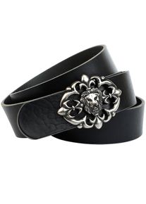 Anthoni Crown , Ledergürtel mit auffälliger Fashion-Schliesse , schwarz