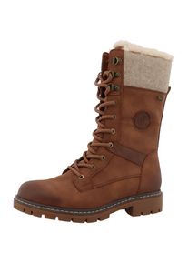 Tom Tailor , Damen , Winterstiefel Schnürstiefel mit TEX-Membrane , braun , Trendiger Schnürboots mit Ösen