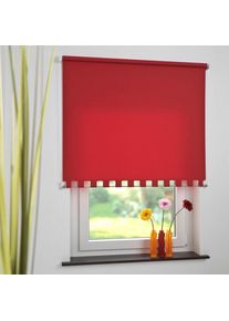 Seitenzugrollo Lichtschutz mit Bohren Volantrollo - eckiger Volant, Fixmass , rot , Liedeco , Obermaterial: 100% Polyester