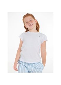 Tommy Hilfiger , T-Shirt »ESSENTIAL RUFFLE SLEEVE TOP«, mit gewelltem Ärmelabschluss , weiss , Unifarbenes T-Shirt von Tommy Hilfiger