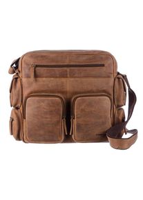 GreenLand Nature , Messenger Bag »Montenegro«, aus echtem Leder mit praktischen Vortaschen , braun
