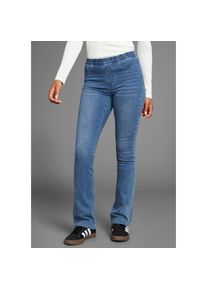 Arizona , Damen , Jeansjeggings »Bootcut mit leichtem Thermo Effekt« High Waist , blau , Leichter Thermo-Stretch-Denim in schlanker Passform