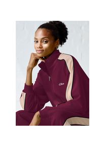 s.Oliver , Damen , Sweatjacke mit Reissverschluss und Kontrast Eins&auml;tzen, Loungewear , rot , Sweatjacke mit Stehkragen