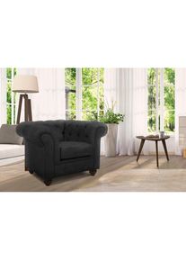 Sessel »Duc Chesterfield« hochwertige Knopfheftung im Rücken, Samtoptik mit changierender Optik , grau , Home Affaire